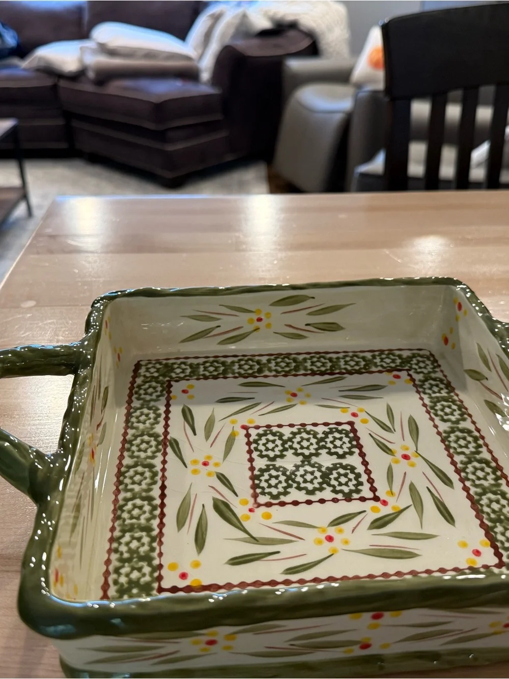 Temptations Green and Cream Floral Serveware Set. Great for entertaining.
